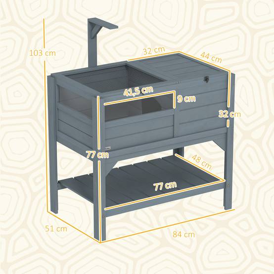 Enclos pour tortues sur pieds bois de sapin naturel 84 x 51 x 103 cm - PANGIVO - Image 5