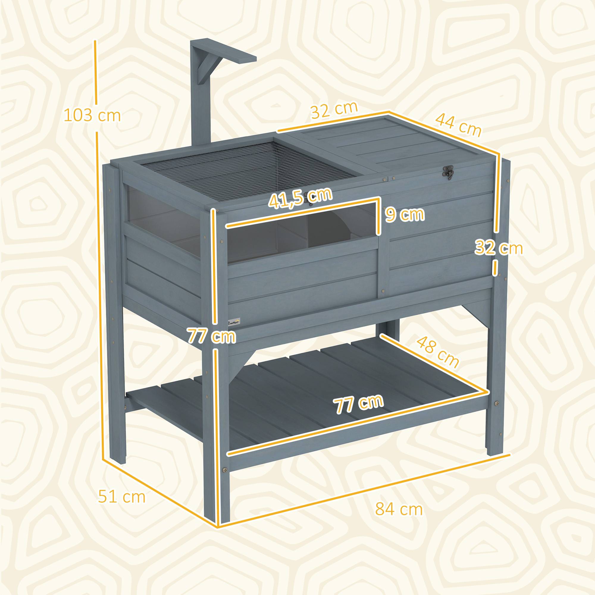 Enclos pour tortues sur pieds bois de sapin naturel 84 x 51 x 103 cm - PANGIVO - Image 5