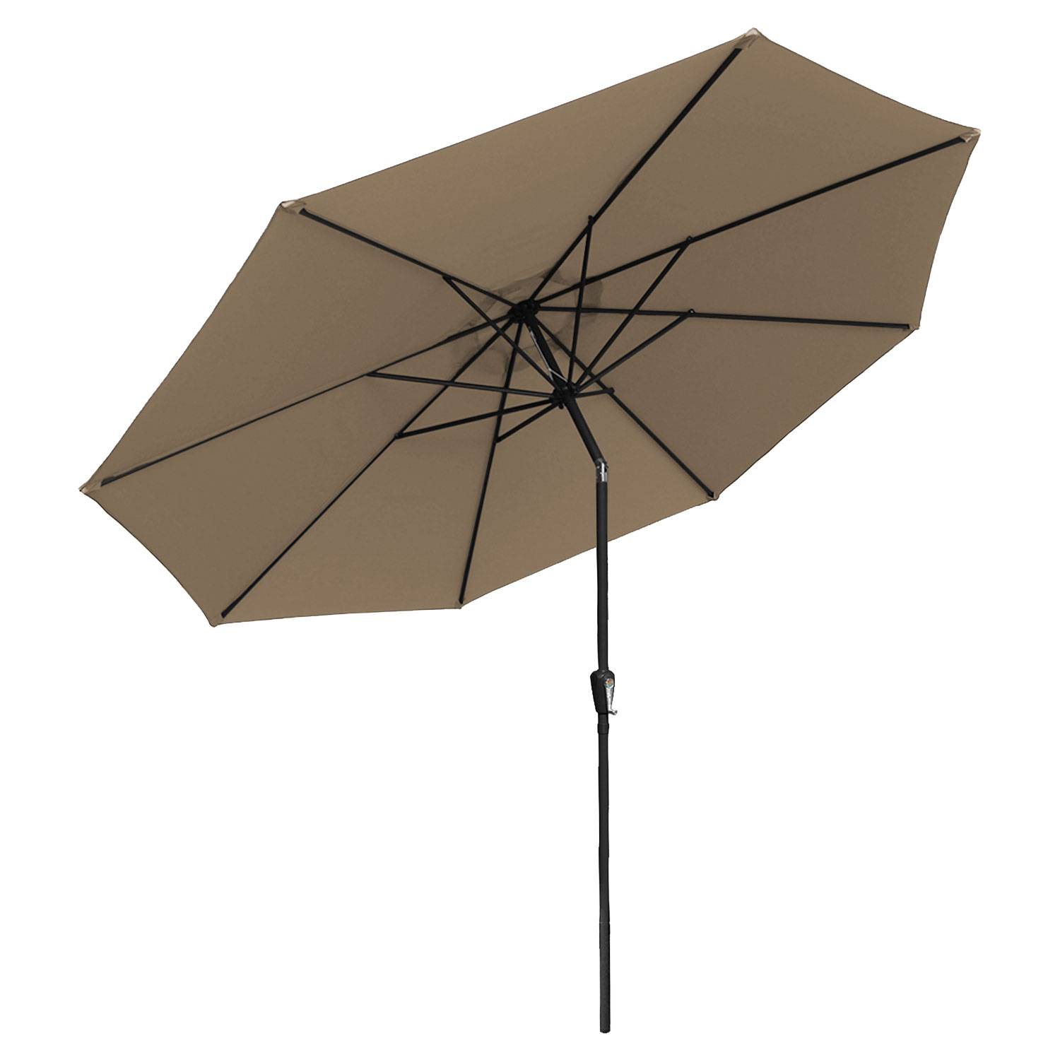 Parasol droit HAPUNA rond 3,30m de diamètre taupe - HAPPY GARDEN - Imagen 2