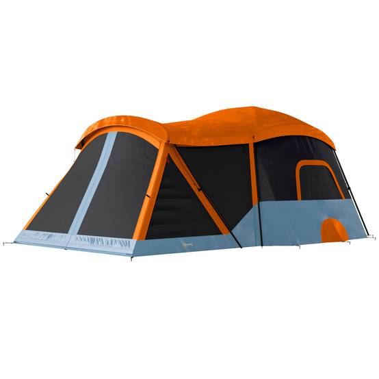 Tente tunnel familiale pour 4 personnes avec 2 pièces, portes, puits de lumière, imperméable, montage facile - Image 1