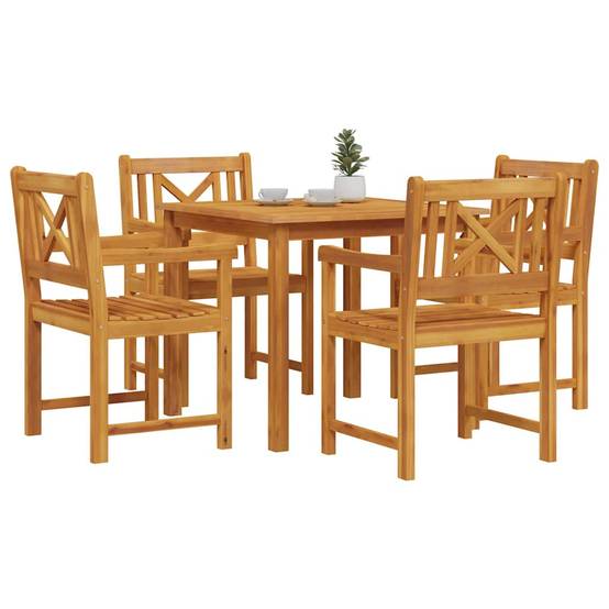 Salon de Jardin 4 Places Acacia et Acier Table et Chaises pour Terrasse Extérieur Marron – ComfortXL Outdoor Living - Image 3