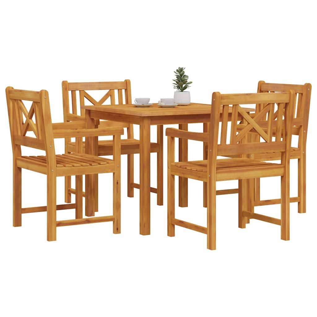 Salon de Jardin 4 Places Acacia et Acier Table et Chaises pour Terrasse Extérieur Marron – ComfortXL Outdoor Living - Image 3