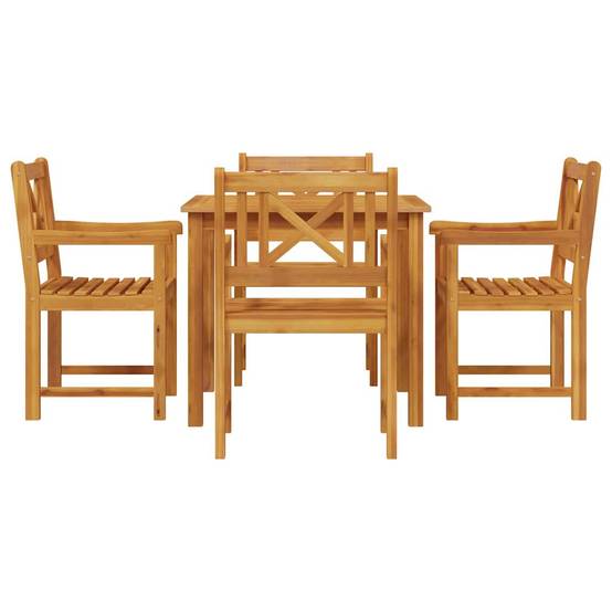 Salon de Jardin 4 Places Acacia et Acier Table et Chaises pour Terrasse Extérieur Marron – ComfortXL Outdoor Living - Image 7