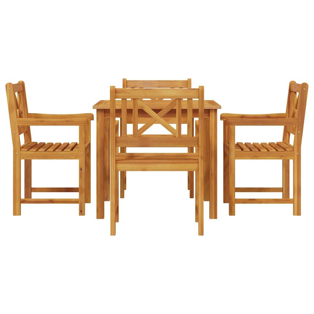 Salon de Jardin 4 Places Acacia et Acier Table et Chaises pour Terrasse Extérieur Marron – ComfortXL Outdoor Living - Image 7
