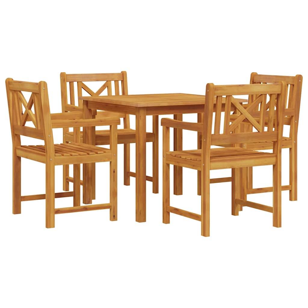 Salon de Jardin 4 Places Acacia et Acier Table et Chaises pour Terrasse Extérieur Marron – ComfortXL Outdoor Living - Image 2