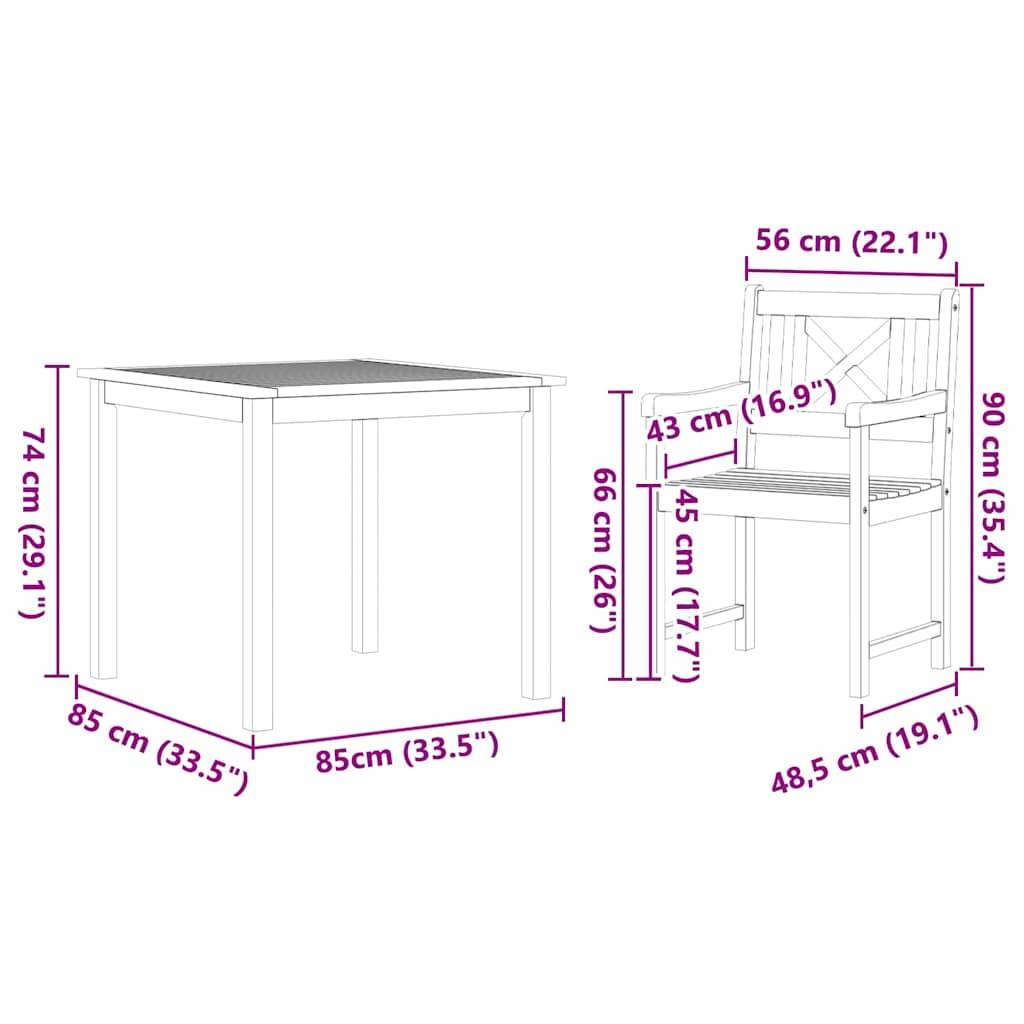 Salon de Jardin 4 Places Acacia et Acier Table et Chaises pour Terrasse Extérieur Marron – ComfortXL Outdoor Living - Image 8