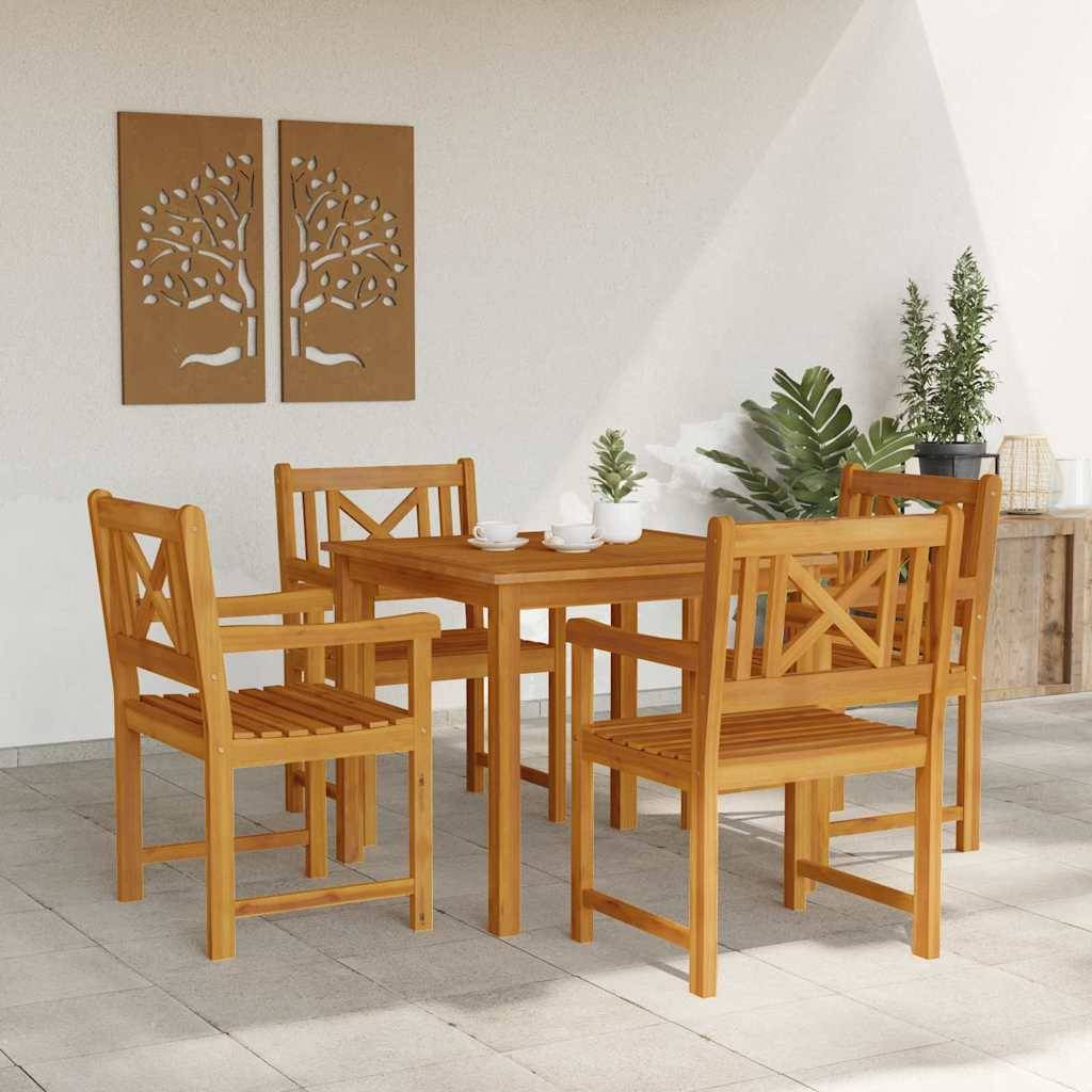 Salon de Jardin 4 Places Acacia et Acier Table et Chaises pour Terrasse Extérieur Marron – ComfortXL Outdoor Living - Image 4