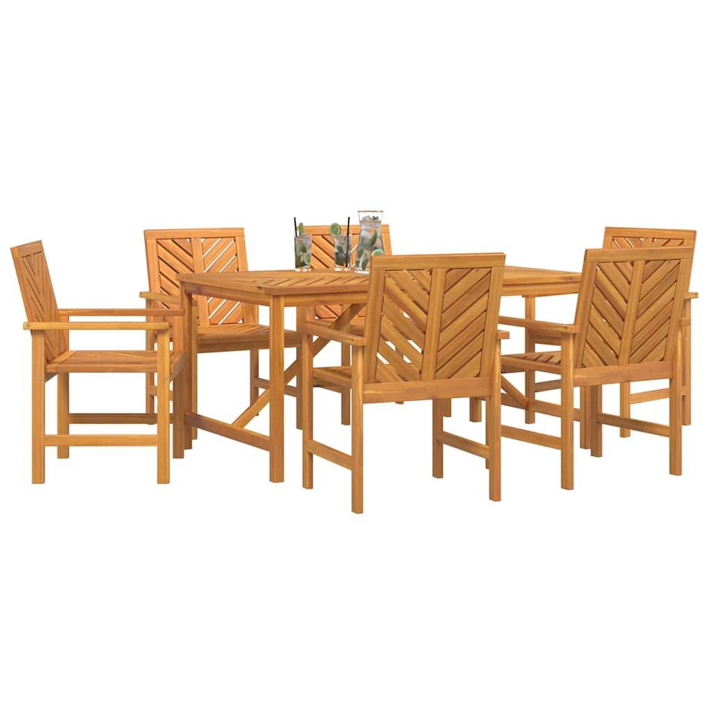 Ensemble de salle à manger jardin bois d'acacia huilé marron 150 x 90 x 74 cm (7 pièces) - PANGIVO - Image 3
