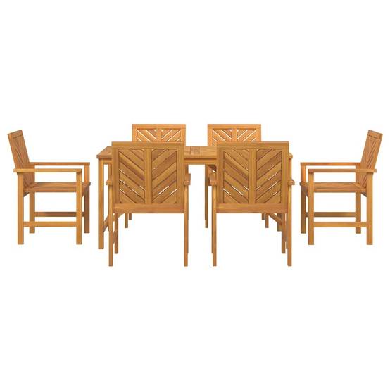 Ensemble de salle à manger jardin bois d'acacia huilé marron 150 x 90 x 74 cm (7 pièces) - PANGIVO - Image 7
