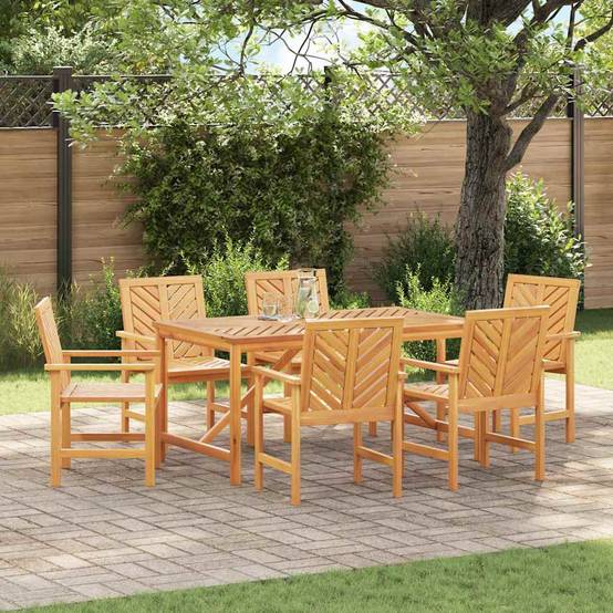 Ensemble de salle à manger jardin bois d'acacia huilé marron 150 x 90 x 74 cm (7 pièces) - PANGIVO - Image 1