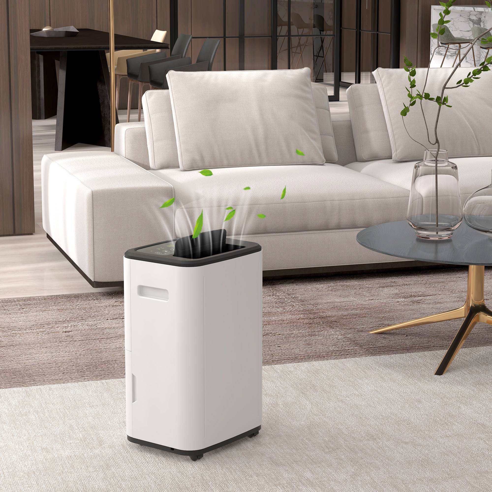 Déshumidificateur électrique 20L/jour réservoir 6L, 3 modes 2 vitesses, minuterie, 33,5x26x53cm, blanc - Image 3