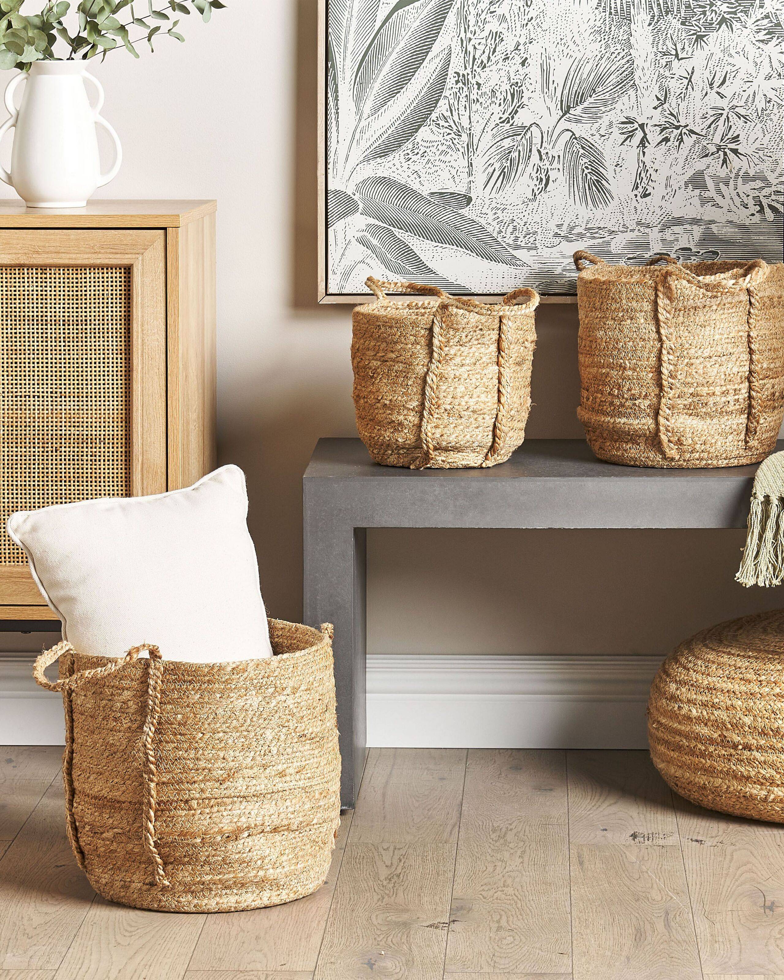 Beliani - Paniers Naturel en Jute 20/25/30 cm Ronds Faits Main Rangement Intérieur pour Linge Facile à Entretenir Lot de 3 - Imagen 2