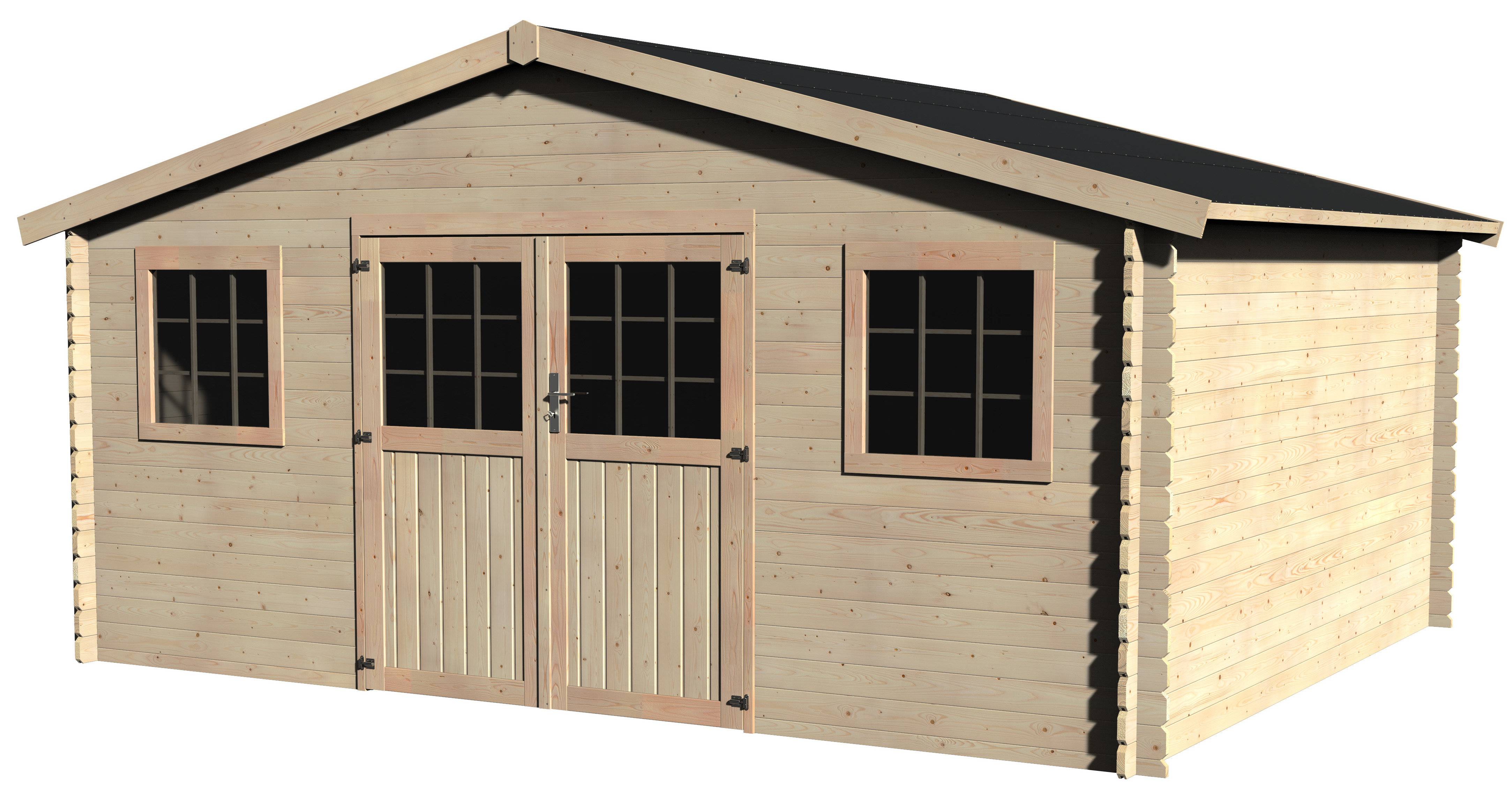 Decor et Jardin - ABRI DE JARDIN BOIS FLORIDAN - 16,85 m² - Ep : 28 mm - 4,80x4,00 - Couleur : naturel - Décor et Jardin - Image 1
