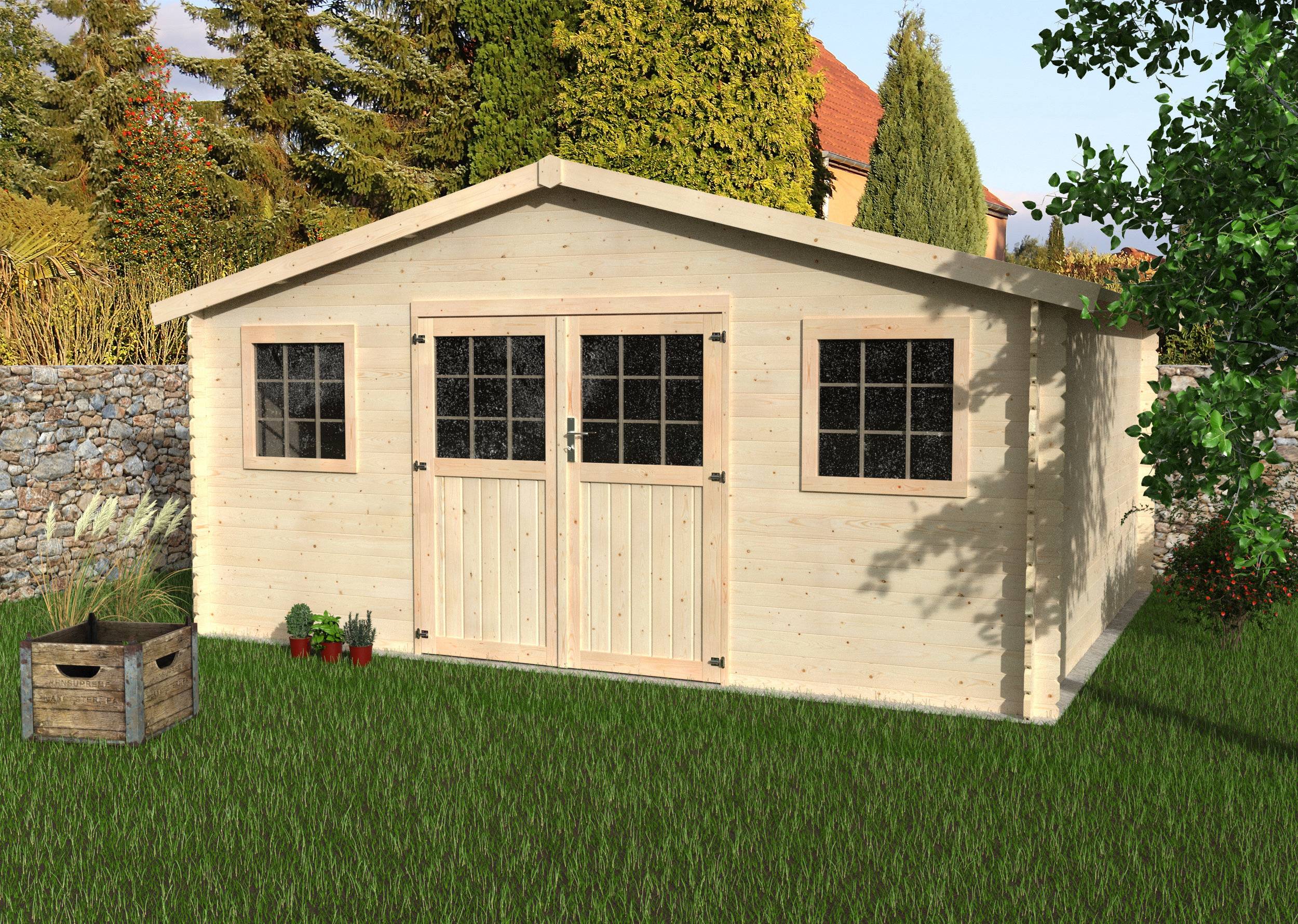 Decor et Jardin - ABRI DE JARDIN BOIS FLORIDAN - 16,85 m² - Ep : 28 mm - 4,80x4,00 - Couleur : naturel - Décor et Jardin - Image 2