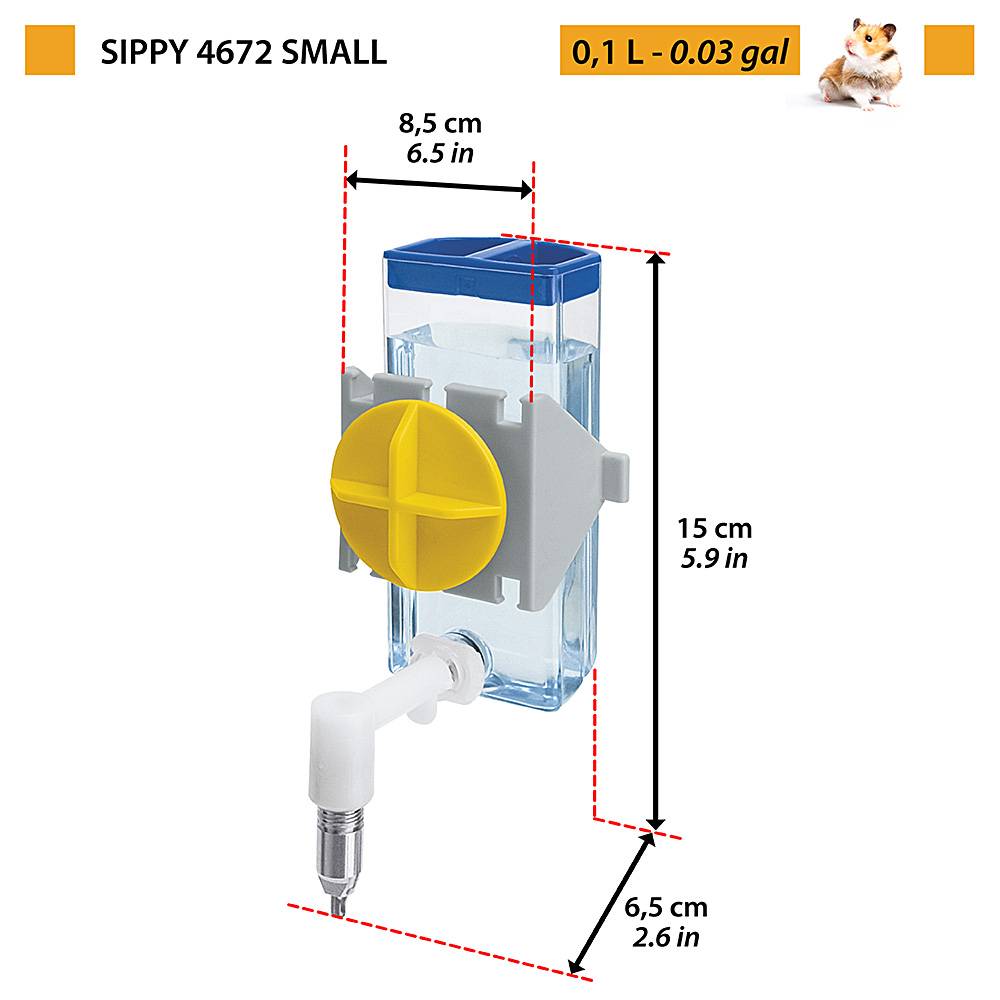 Ferplast - Ferplast Bebedero para hámsters, ratones y jerbos SIPPY 4672 SMALL, Botella de agua dispensador para pequeños roedores Capacidad 100 cc, Sistema de - Imagen 2