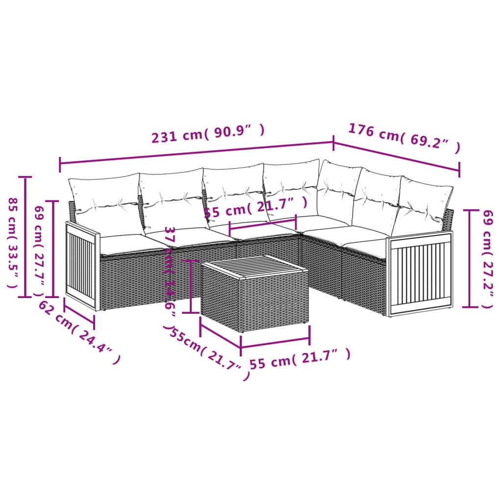 Salon de jardin 7 éléments en résine tressée avec rangement pour patio et terrasse beige – ComfortXL Outdoor Living - Image 3