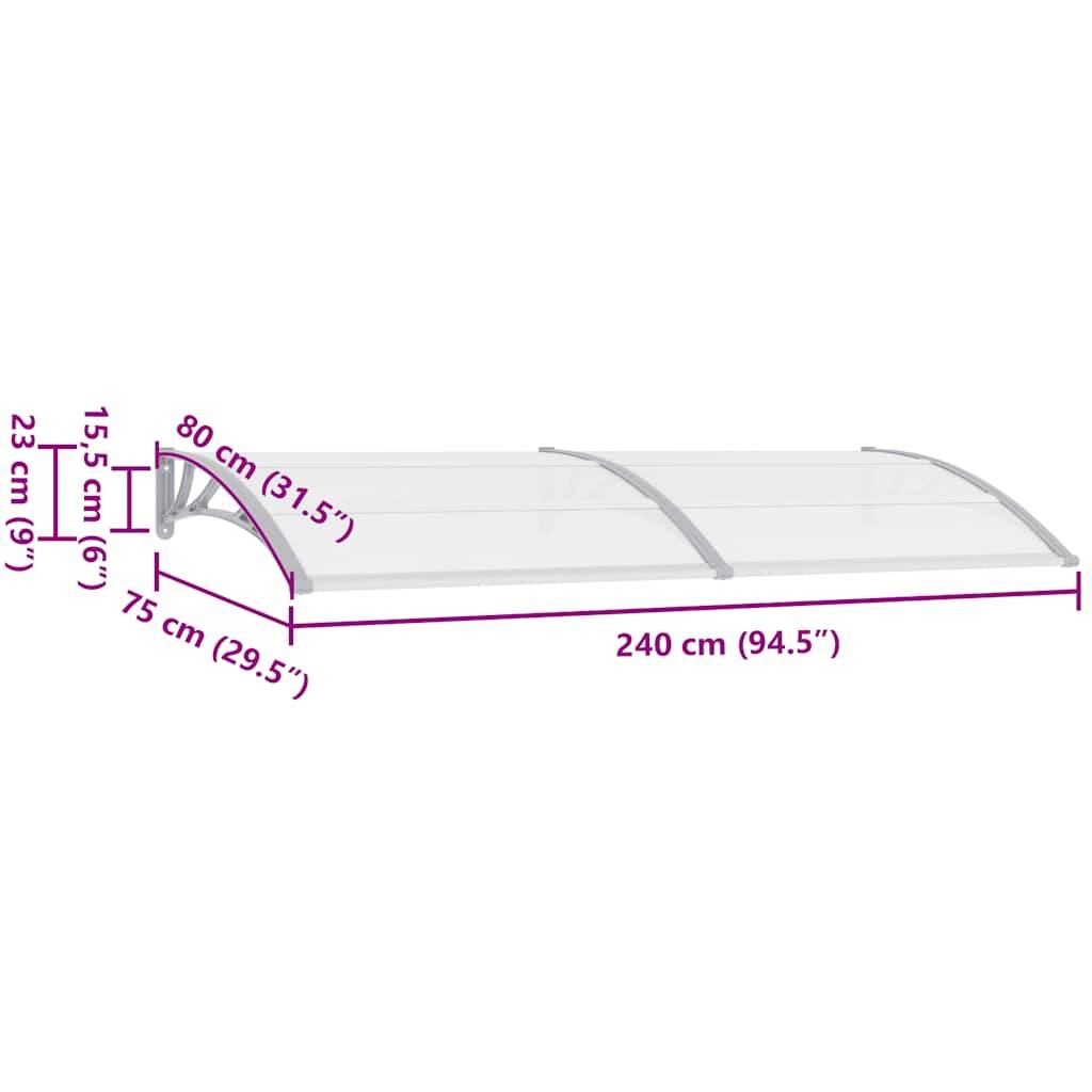 Maison Chic - Store banne | Auvent de porte Gris et transparent 240x75 cm PC Maison Chic - Image 8