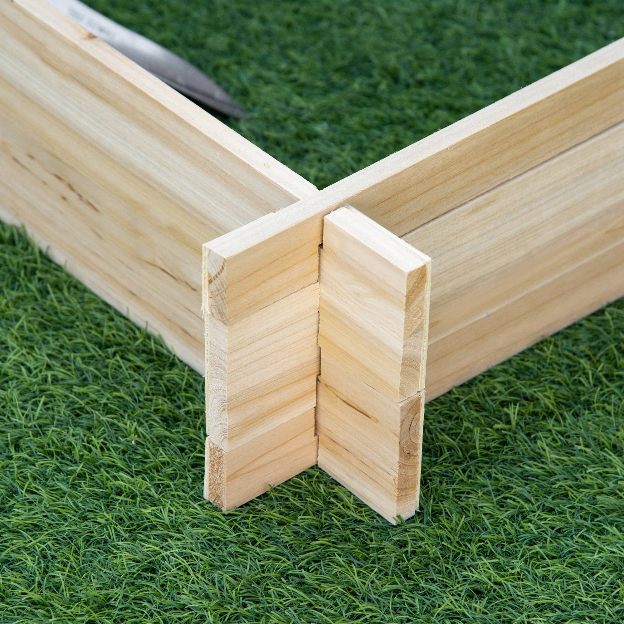 Jardinière Carrée en Bois 100 x 100 x 16 cm, Bac de Jardin Urbain pour Plantes, Fleurs et Herbes Aromatiques, Terrasse, Naturel - Image 10