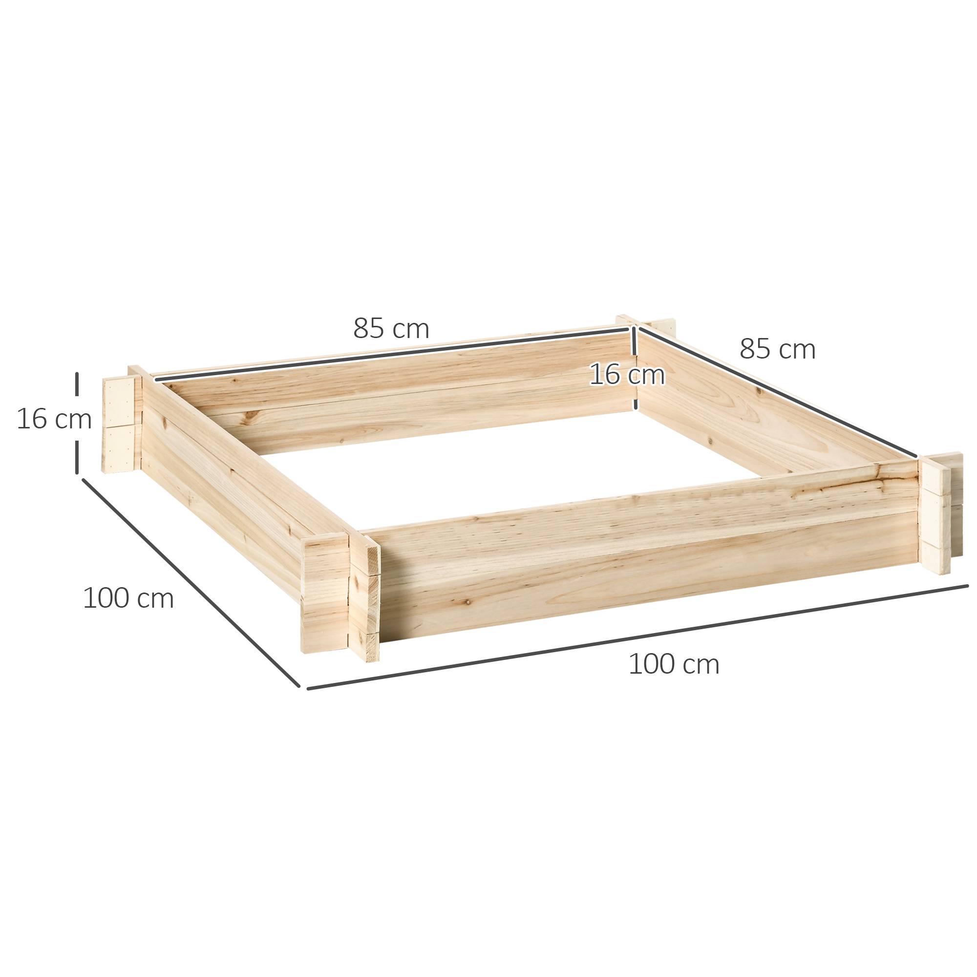 Jardinière Carrée en Bois 100 x 100 x 16 cm, Bac de Jardin Urbain pour Plantes, Fleurs et Herbes Aromatiques, Terrasse, Naturel - Image 5