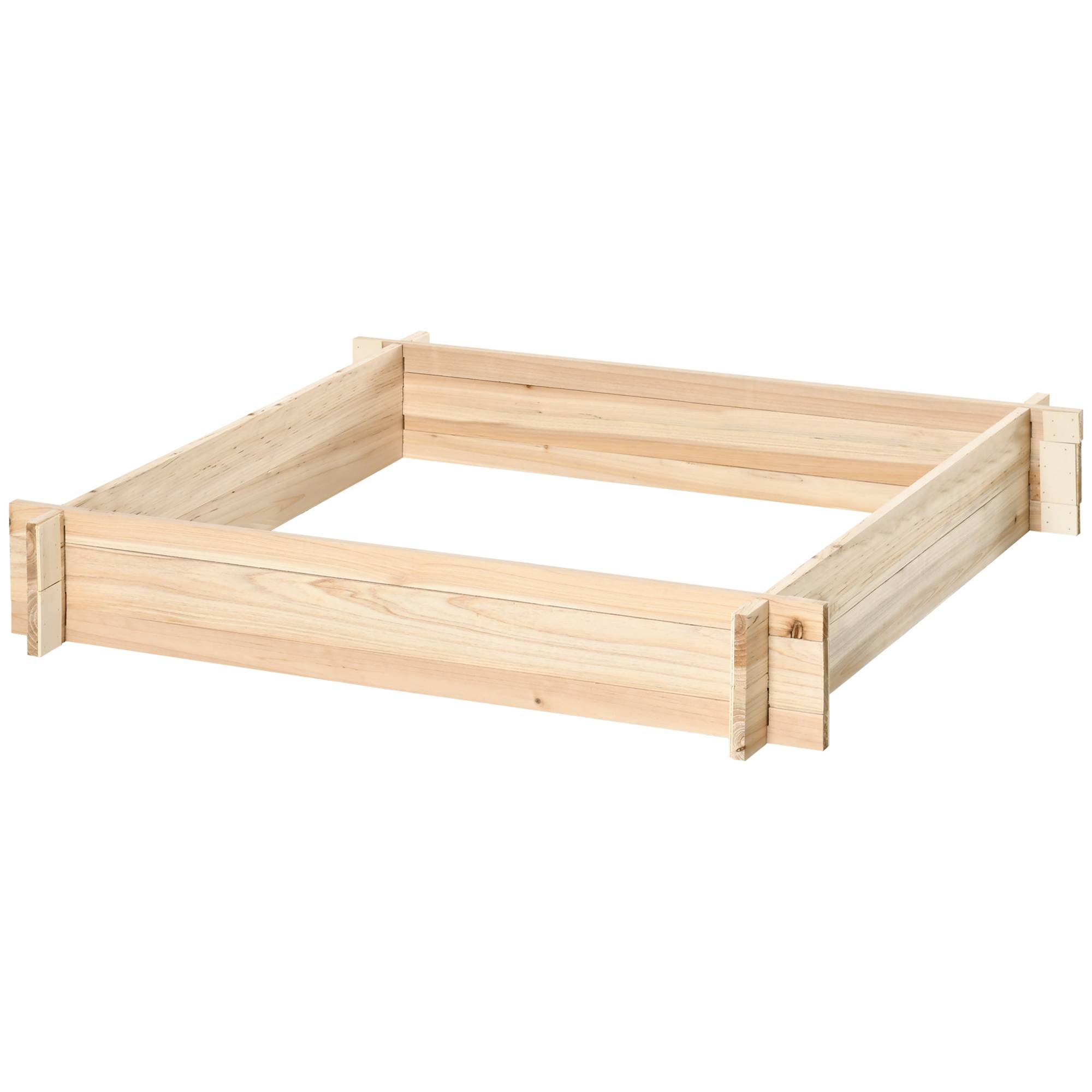 Jardinière Carrée en Bois 100 x 100 x 16 cm, Bac de Jardin Urbain pour Plantes, Fleurs et Herbes Aromatiques, Terrasse, Naturel - Image 2