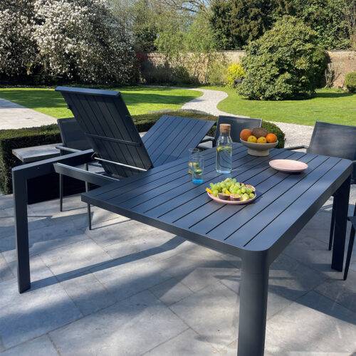 Table de jardin carrée/rectangle 4/8p en full aluminium Gris COMO - Image 5