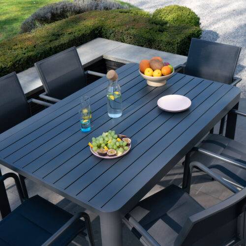 Table de jardin carrée/rectangle 4/8p en full aluminium Gris COMO - Image 4