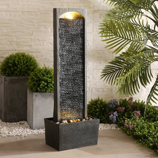 0 - Fontaine cascade LED en polyrésine, noire Teamson Home - Image 2