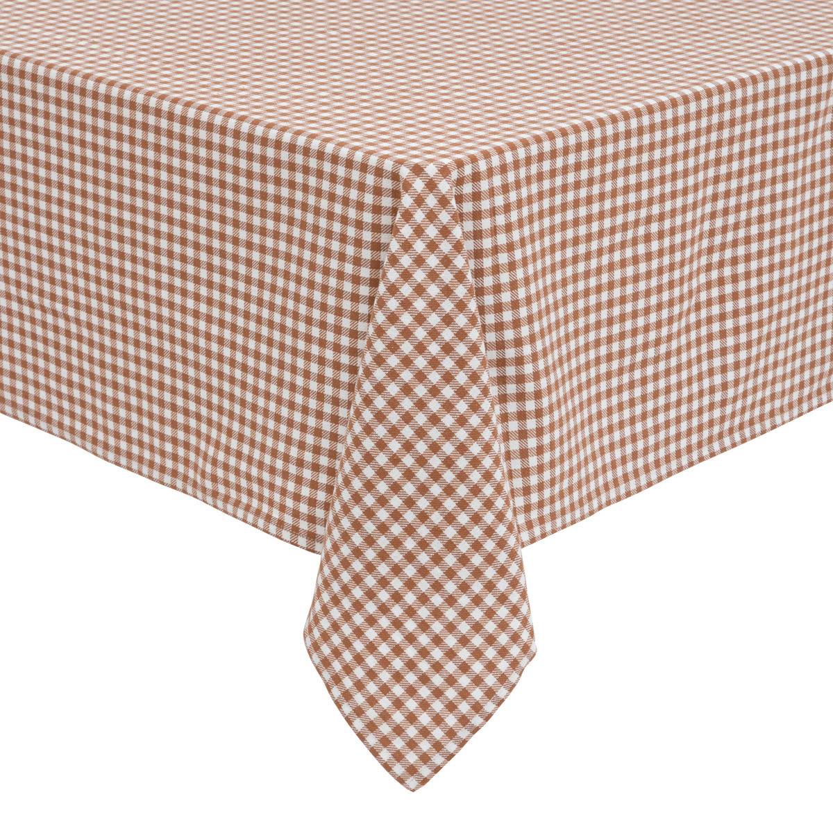Nappe en coton Vichy Ivoire et Terracotta 150 x 250 cm - Imagen 1