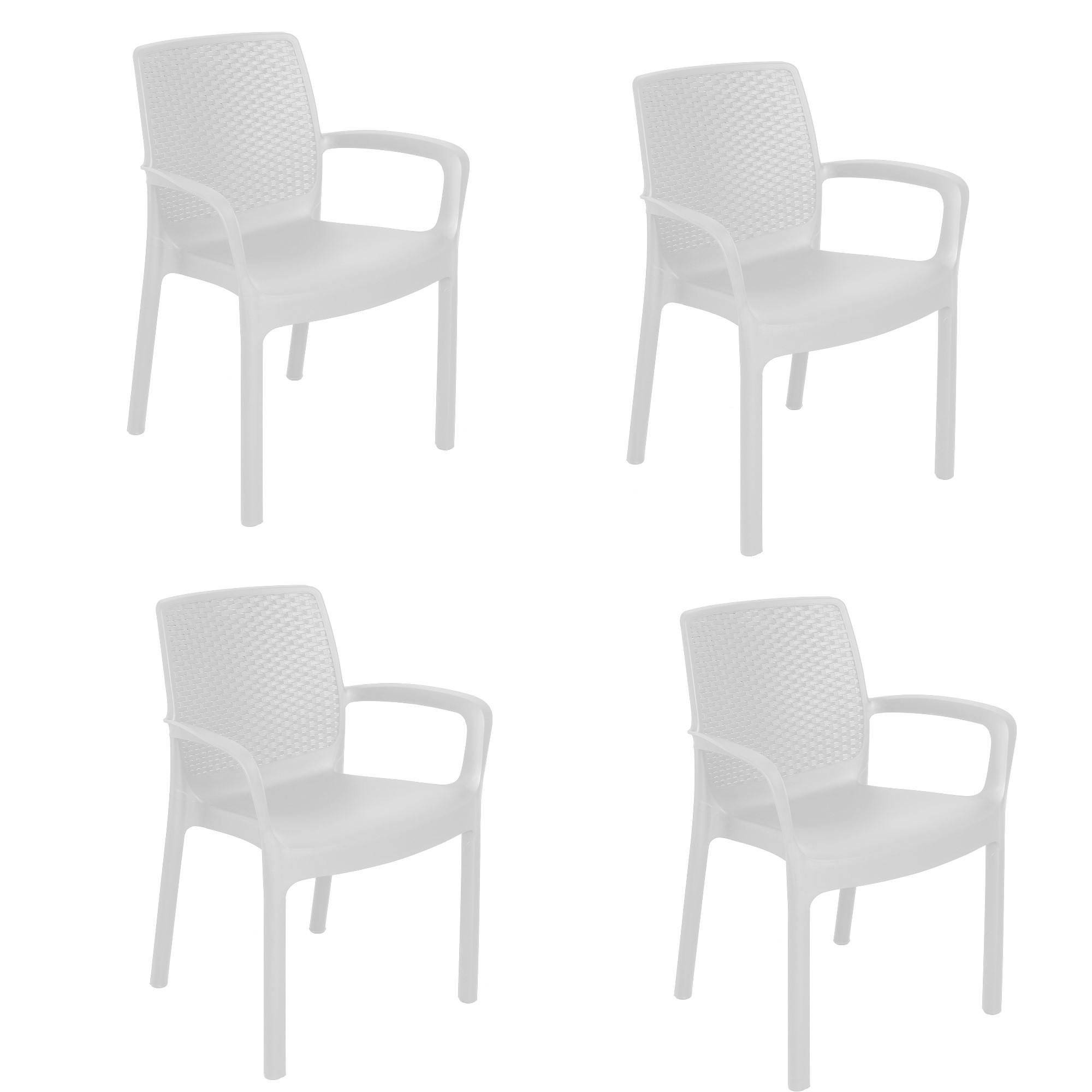 Dmora - Ensemble de 4 chaises d'extérieur Viterbo, Sièges de jardin, Chaise de table à manger, Fauteuil d'extérieur effet rotin, 54x60h82 cm, Blanc - Dmora - Imagen 6