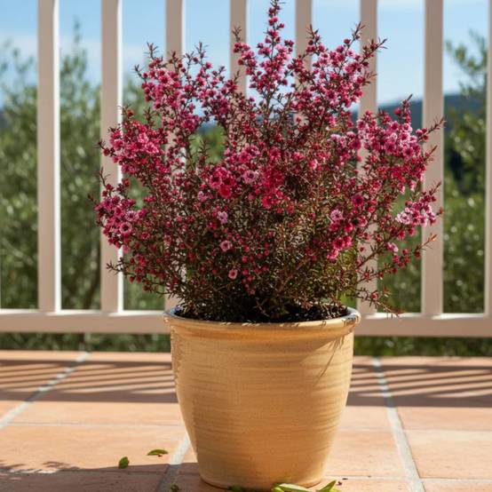 Leptospermum Winter Cheer, Arbre à thé à fleurs Rouge - feuillage Persistant - Pot de 3L - 20/40 cm- hauteur à maturité De 1,00 m à 1,50 m - Image 3