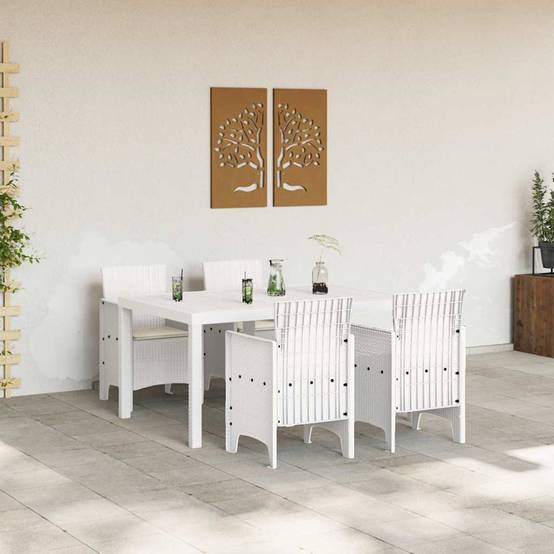 5 pcs Salon De Jardin - Mobilier D'extérieur Blanc Rattan Polt - Image 3