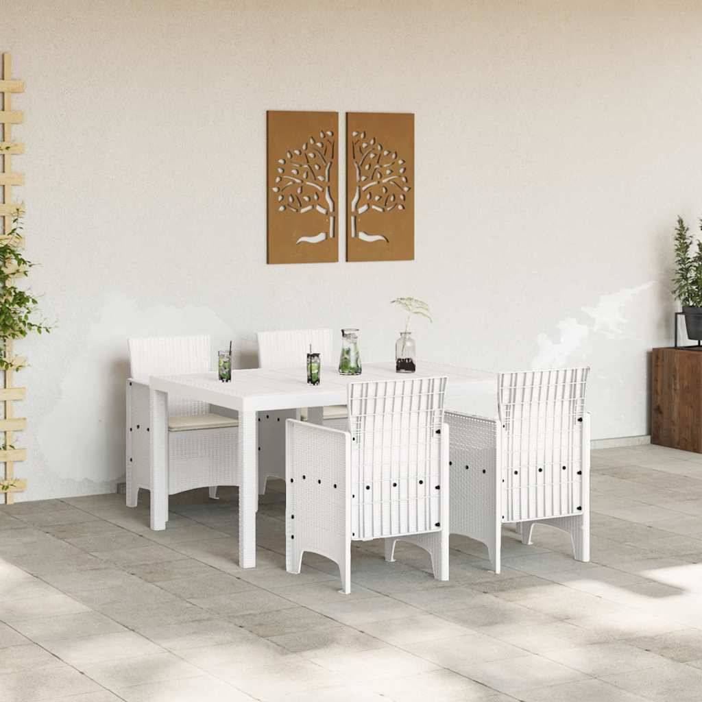 5 pcs Salon De Jardin - Mobilier D'extérieur Blanc Rattan Polt - Image 3