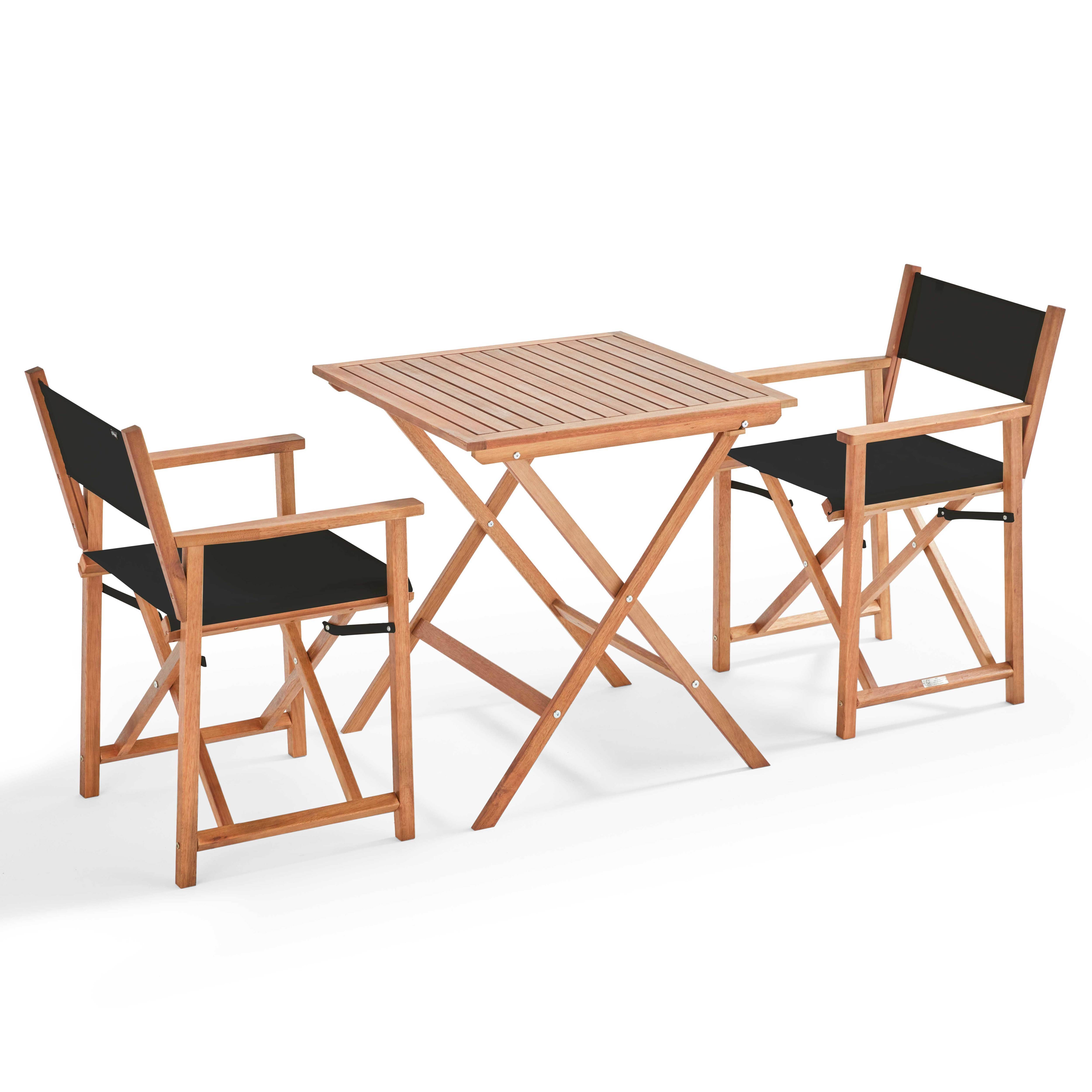 Oviala - Table bistrot pliante carrée et 2 chaises pliantes noir Sete - Oviala - Image 1