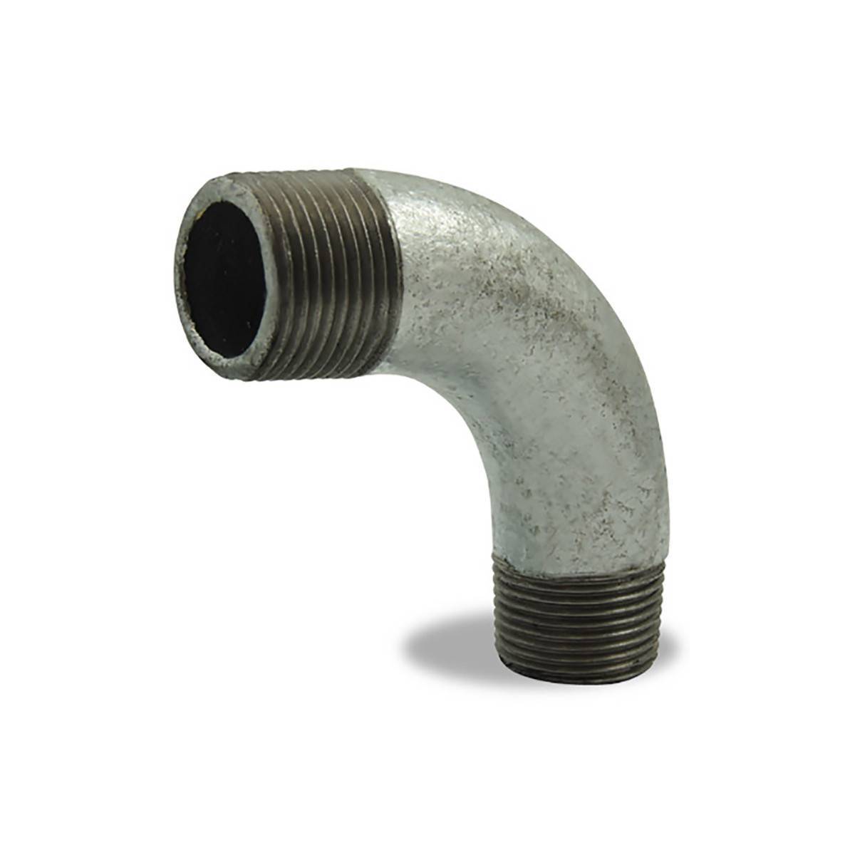 Courbe à grand rayon à 90° male male , galvanisée, en fonte malléable - 1/2'' - Image 1