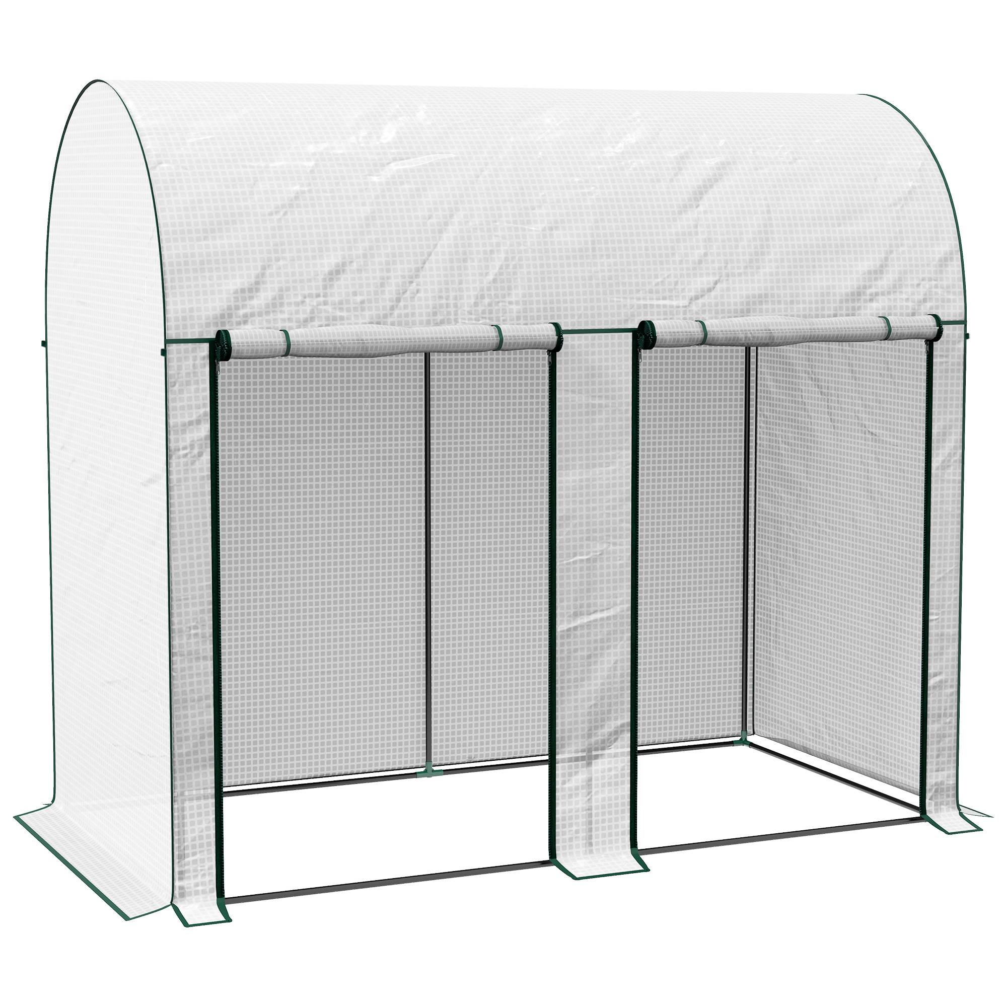 Serre de jardin 2 m² dim. 2L x 1l x 1,78H m 2 Portes zippées enroulables Acier PE Haute densité 140 g/m² Anti-UV blanc - Image 1