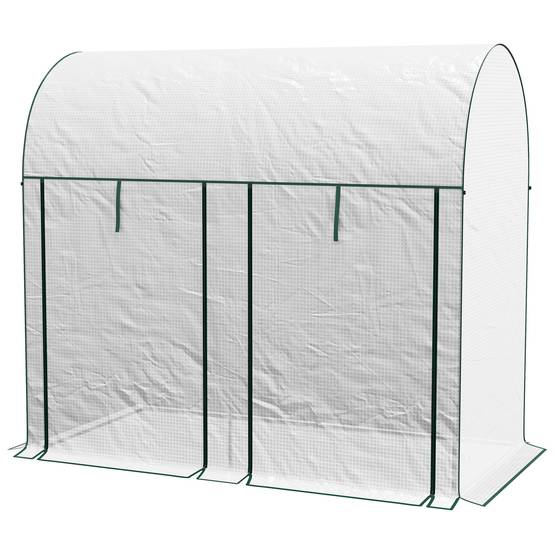 Serre de jardin 2 m² dim. 2L x 1l x 1,78H m 2 Portes zippées enroulables Acier PE Haute densité 140 g/m² Anti-UV blanc - Image 2
