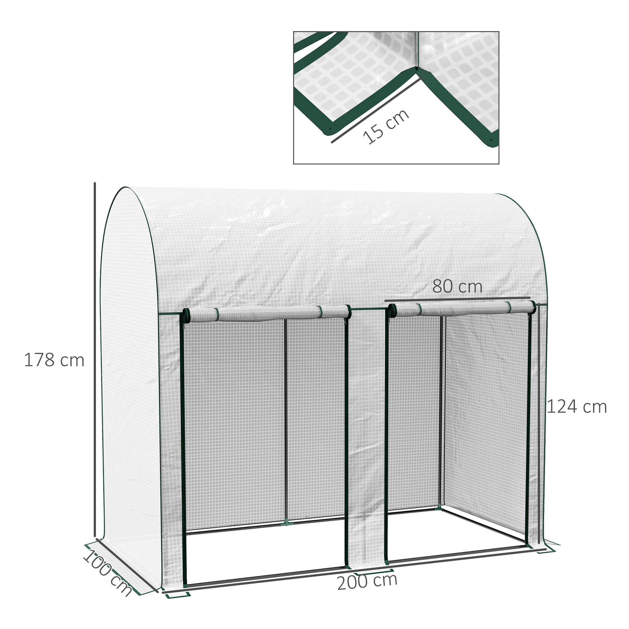 Serre de jardin 2 m² dim. 2L x 1l x 1,78H m 2 Portes zippées enroulables Acier PE Haute densité 140 g/m² Anti-UV blanc - Image 5