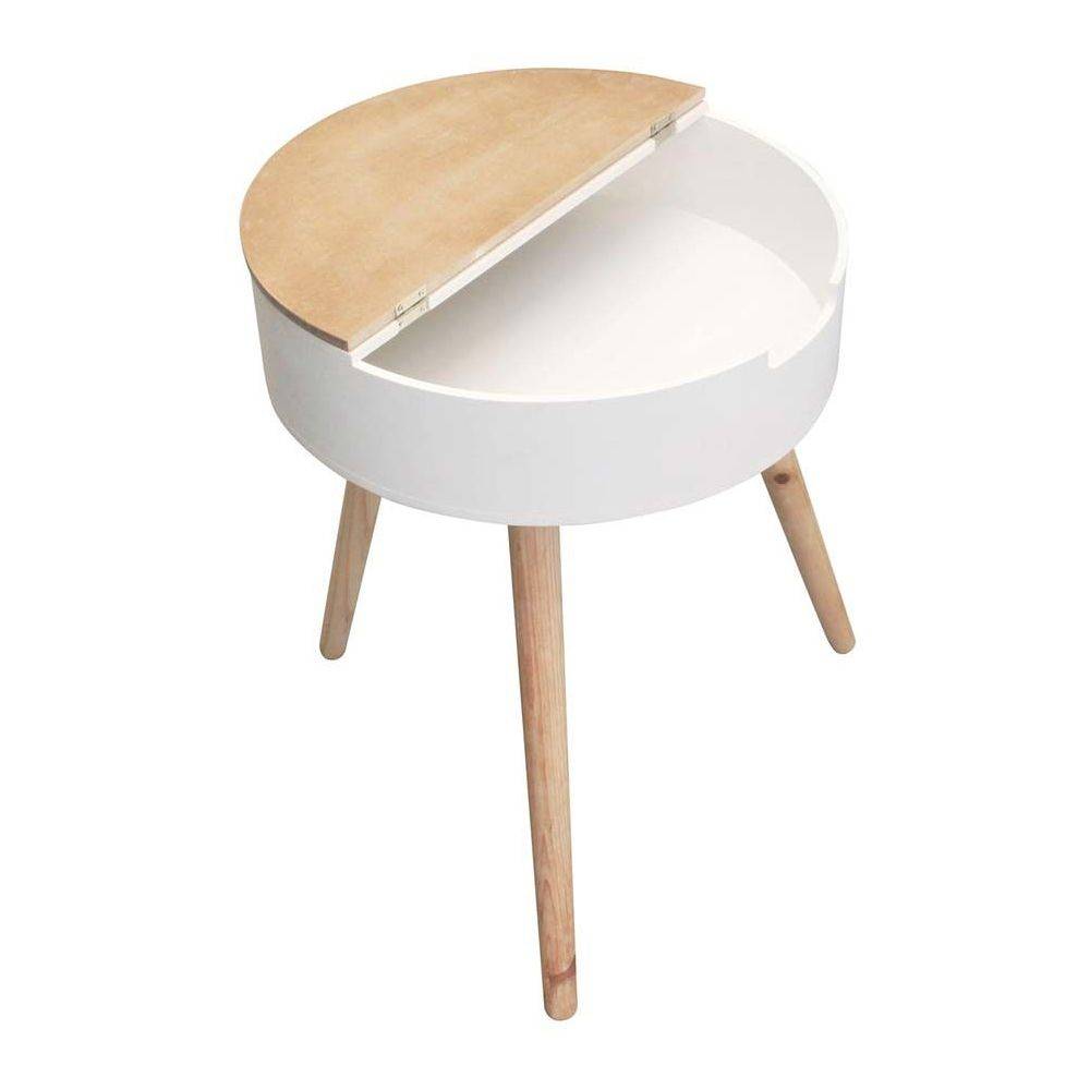 The Home Deco Factory - Table d'appoint ronde coffre intégré Blanc - Image 3