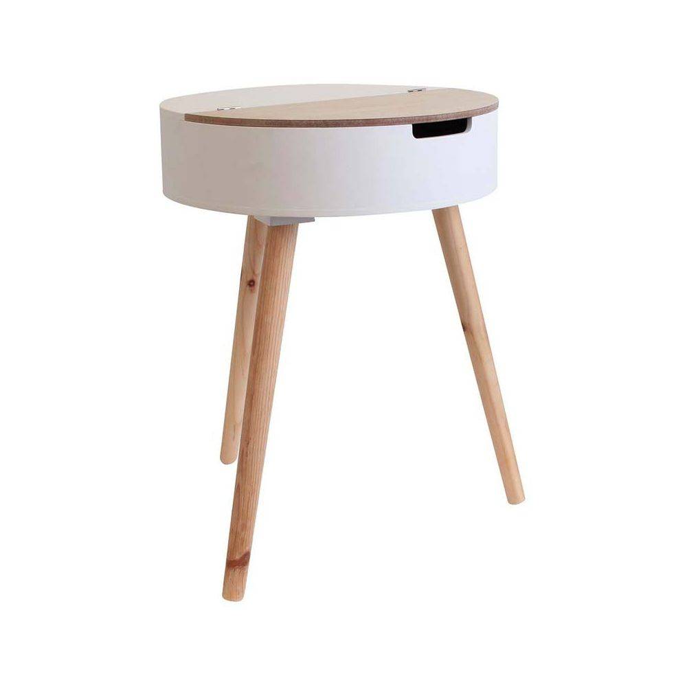 The Home Deco Factory - Table d'appoint ronde coffre intégré Blanc - Image 4