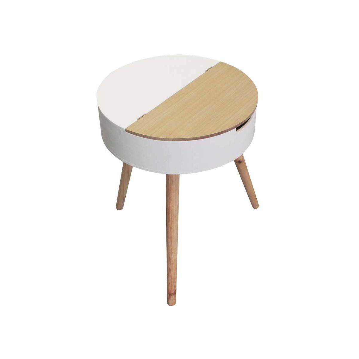 The Home Deco Factory - Table d'appoint ronde coffre intégré Blanc - Image 1
