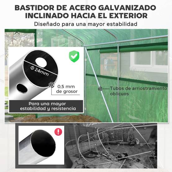 Serre Tunnel 12m² Acier Galvanisé avec Bâche PE 140g/m² et Fenêtres Vert 4x3x2m - ComfortXL Outdoor Living - Image 8
