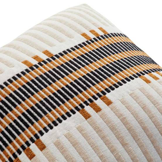 Coussin Déco Jacquard "Disso" 40x40cm Beige Lin - Image 4