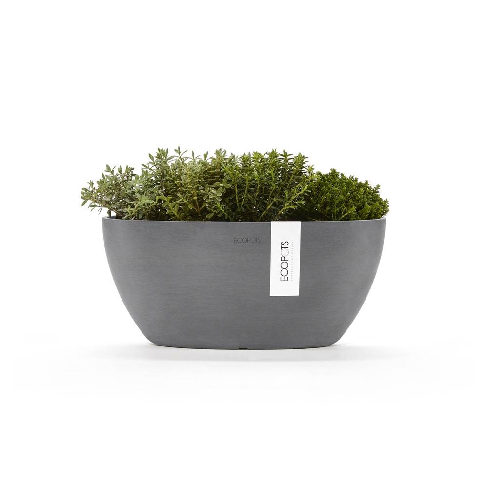 Ecopots - Pot Ovale Sofia 30 Gris + réservoir d'eau - 30 x 13 x H. 13,5 cm - 2,7 L ECOPOTS - Imagen 2