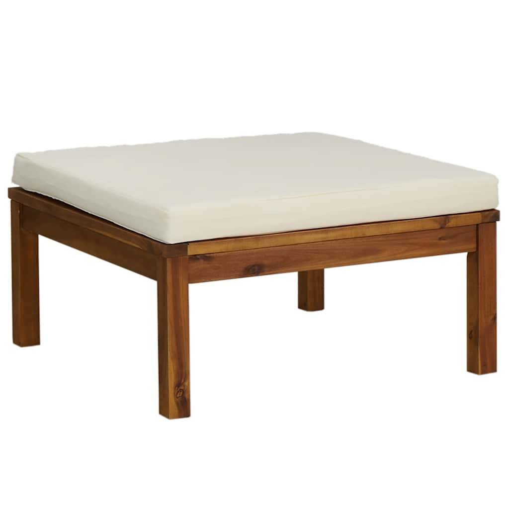 Vidaxl - Repose-pied avec coussin blanc crème Bois d'acacia massif vidaXL 316291 - Imagen 2