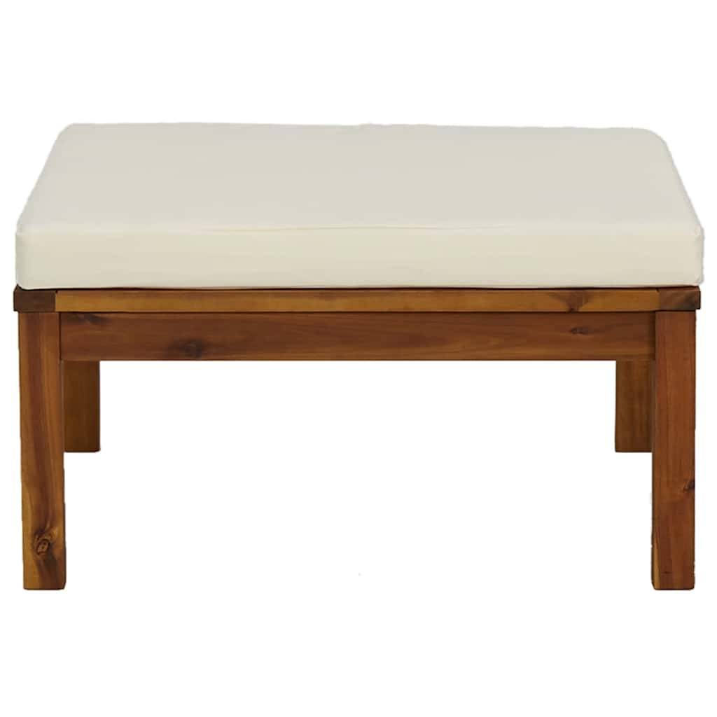 Vidaxl - Repose-pied avec coussin blanc crème Bois d'acacia massif vidaXL 316291 - Imagen 6