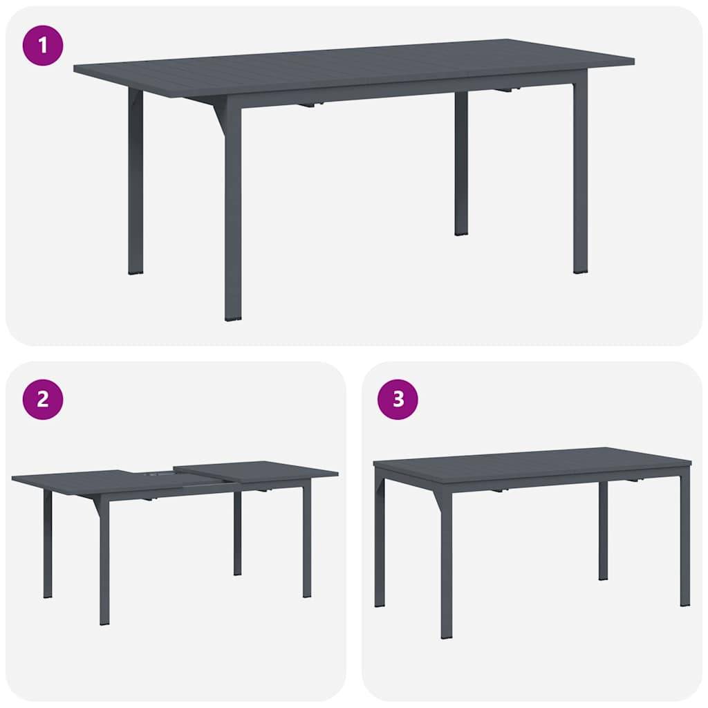 ComfortXL - Table de Jardin Extensible 180cm Anthracite,Grande Table de Repas en Acier pour 6-8 Personnes,Mobilier de Terrasse Moderne – ComfortXL Outdoor Living - Image 6