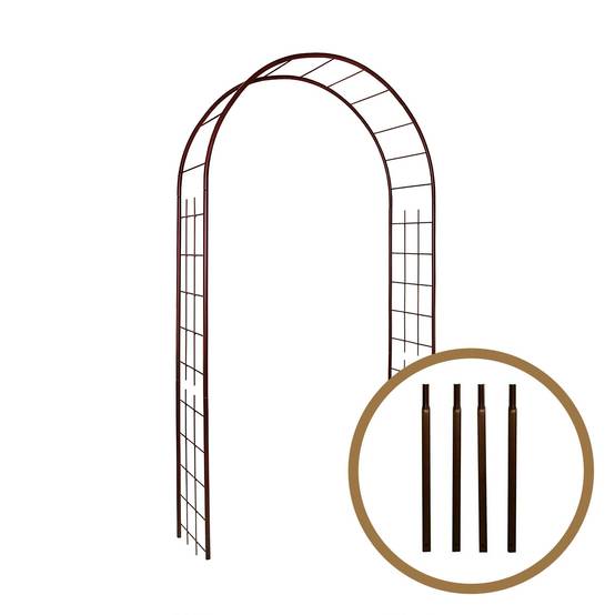 Louis Moulin - Arche de jardin treillage en fer vieilli tubes ronds petit modèle + 4 supports poteaux à enfoncer - LMOULIN - Image 1