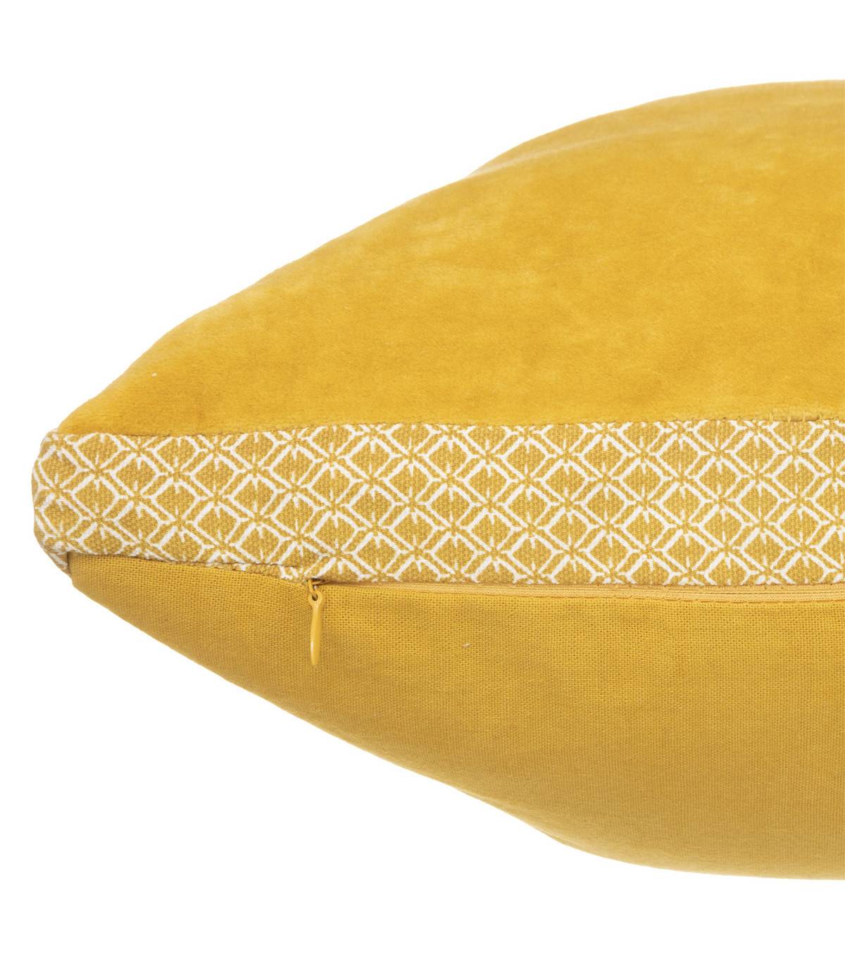Coussin décoratif en velours Jaune Ocre et motif Otto 55 x 55 cm - Imagen 2