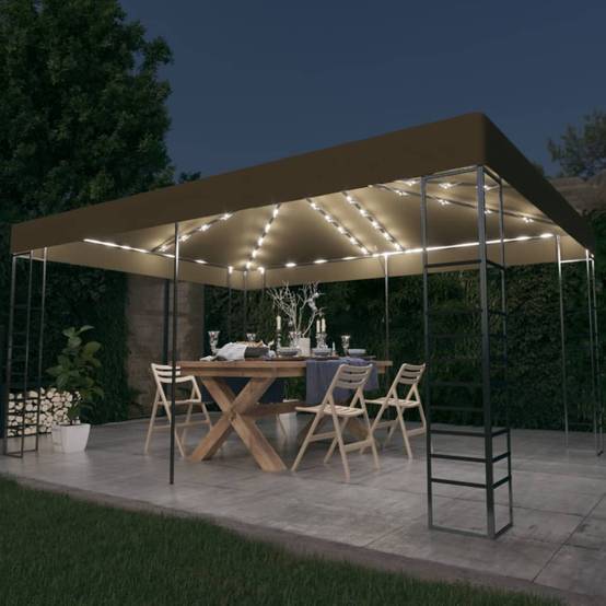 Tonnelle Aluminium Taupe avec LED 3 x 4 x 2.7 m - PANGIVO - Image 1