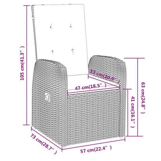 Salon de Jardin pour Balcon 2 Personnes Gris, Comprenant 2 Fauteuils Relax Inclinables et une Table – ComfortXL Outdoor Living - Image 8